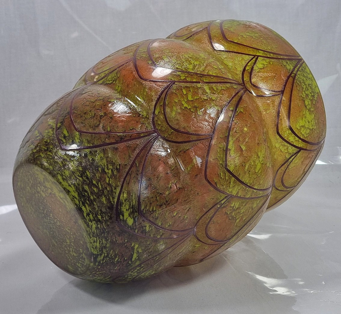 Stylized Art Deco Cameo Vase With Thick Walls, Legras Series 99000-photo-2