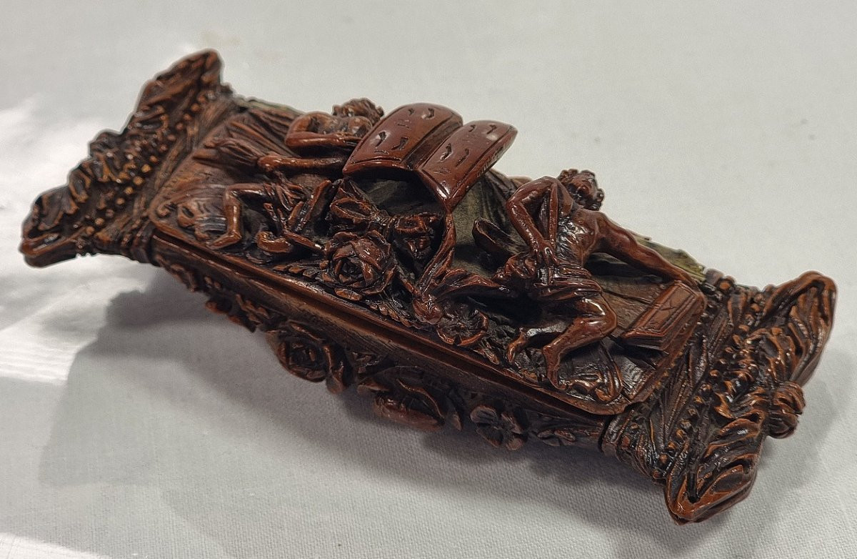 Antique French Coquilla Snuffbox, Mozes And The Stone Tables-photo-1