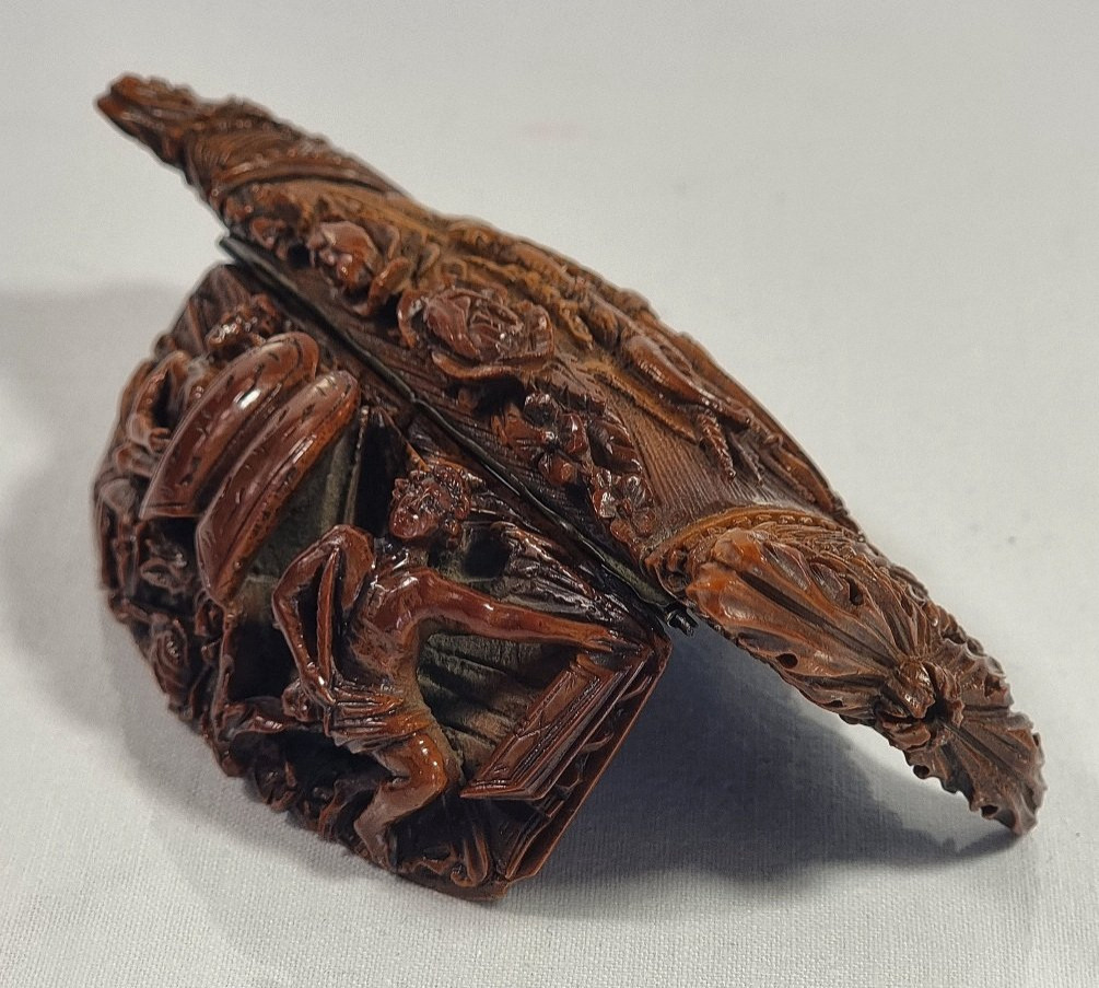 Antique French Coquilla Snuffbox, Mozes And The Stone Tables-photo-7