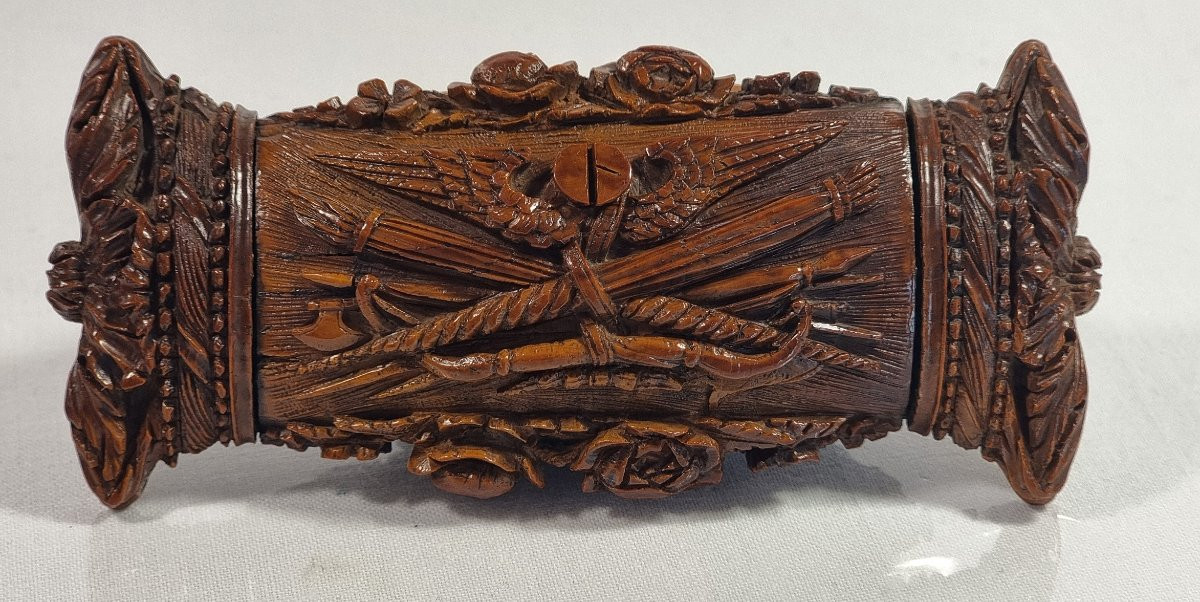 Antique French Coquilla Snuffbox, Mozes And The Stone Tables-photo-8