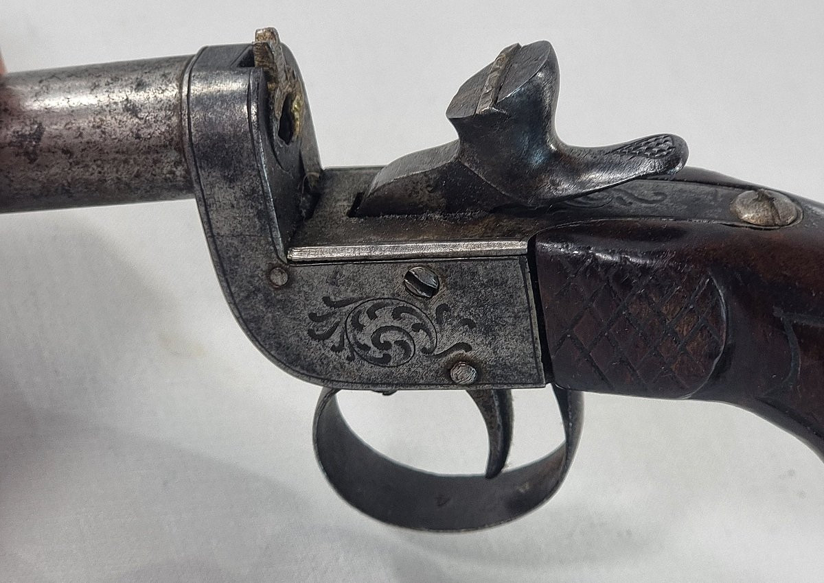 Pistolet de poche monocoup atypique du XIXe siècle.-photo-1