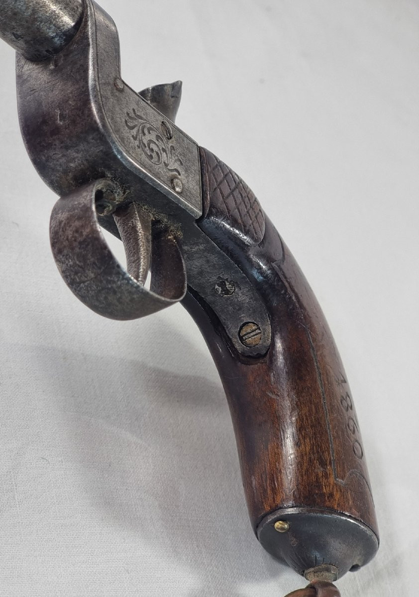 Pistolet de poche monocoup atypique du XIXe siècle.-photo-2