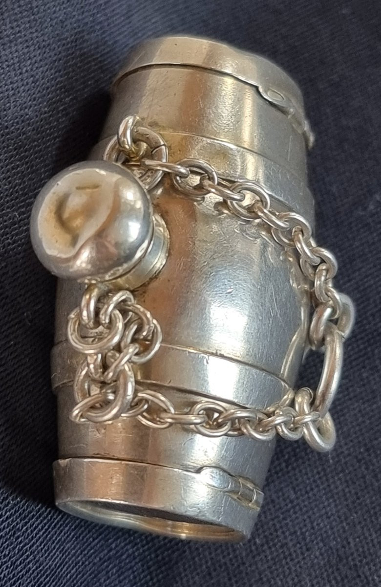 Boîte à vinaigrette et flacon à parfum en argent massif, forme tonneau, 1871, S. Mordan London -photo-8