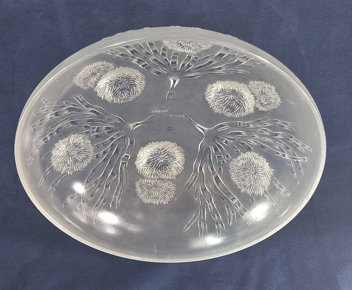 Coupe Art Déco Sabino « Algues et Oursins », gravée, 26 cm, n° 9007-photo-2