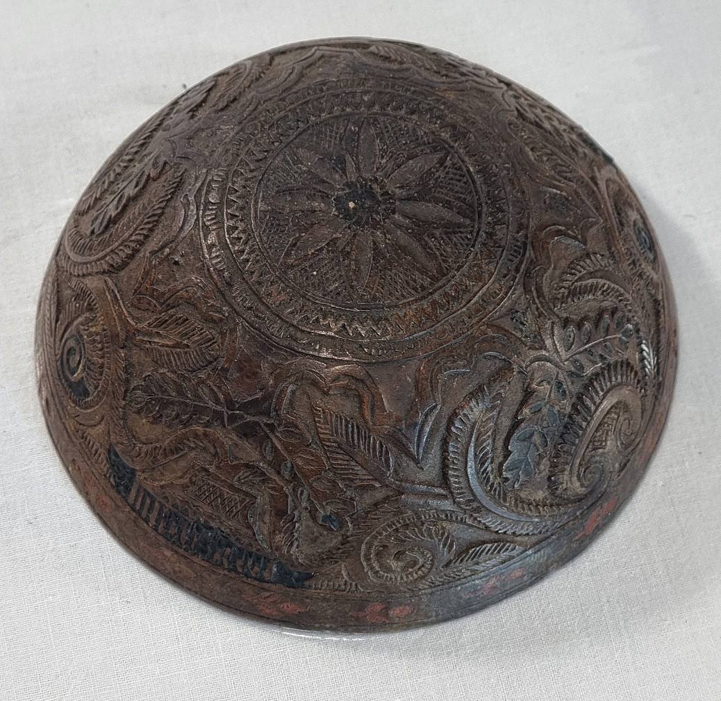 Half-decorated Coconut Bowl, 18th Century
