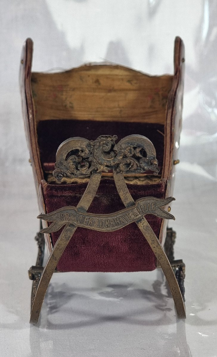  Traîneau miniature français ancien (« Fauteuil de salon ») avec panneaux en tôle-photo-3