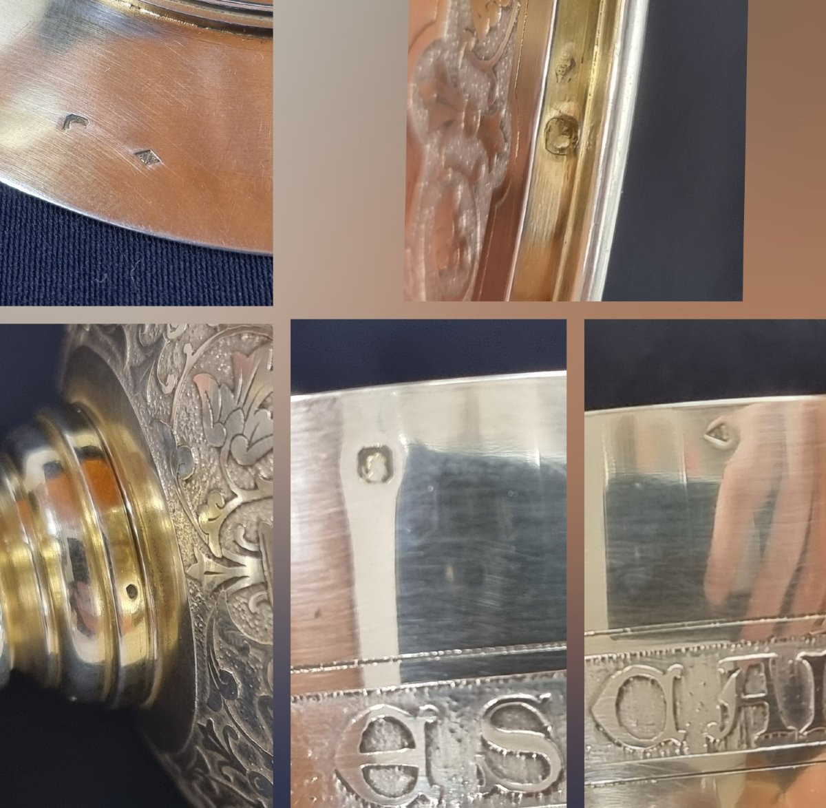 Calice néo-gothique français ancien en argent avec patène – Ensemble liturgique-photo-7