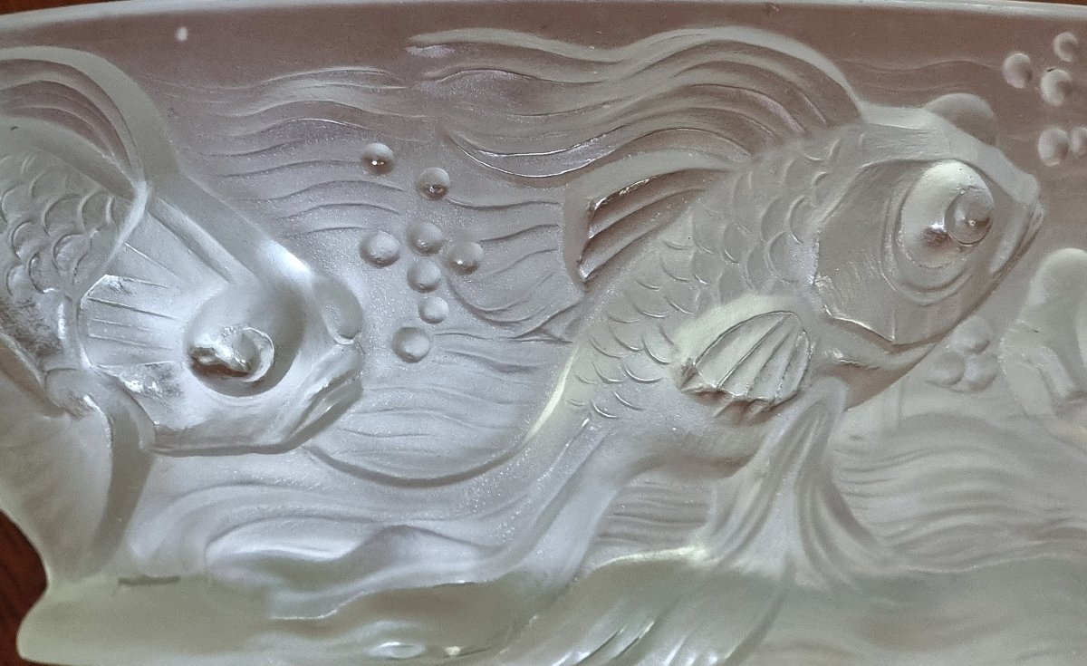 Art Deco Verlys France Planter Les Poissons Koi Fish-photo-5