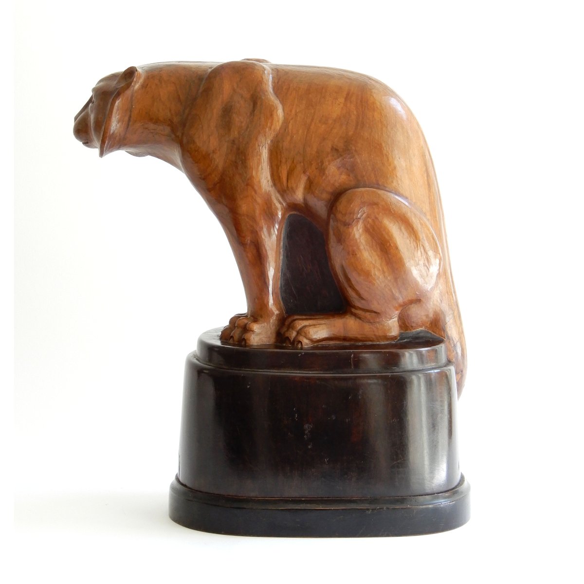 Art Deco Panther—carved From A Single Piece Of Wood—attributed To Fritz Behn-photo-2