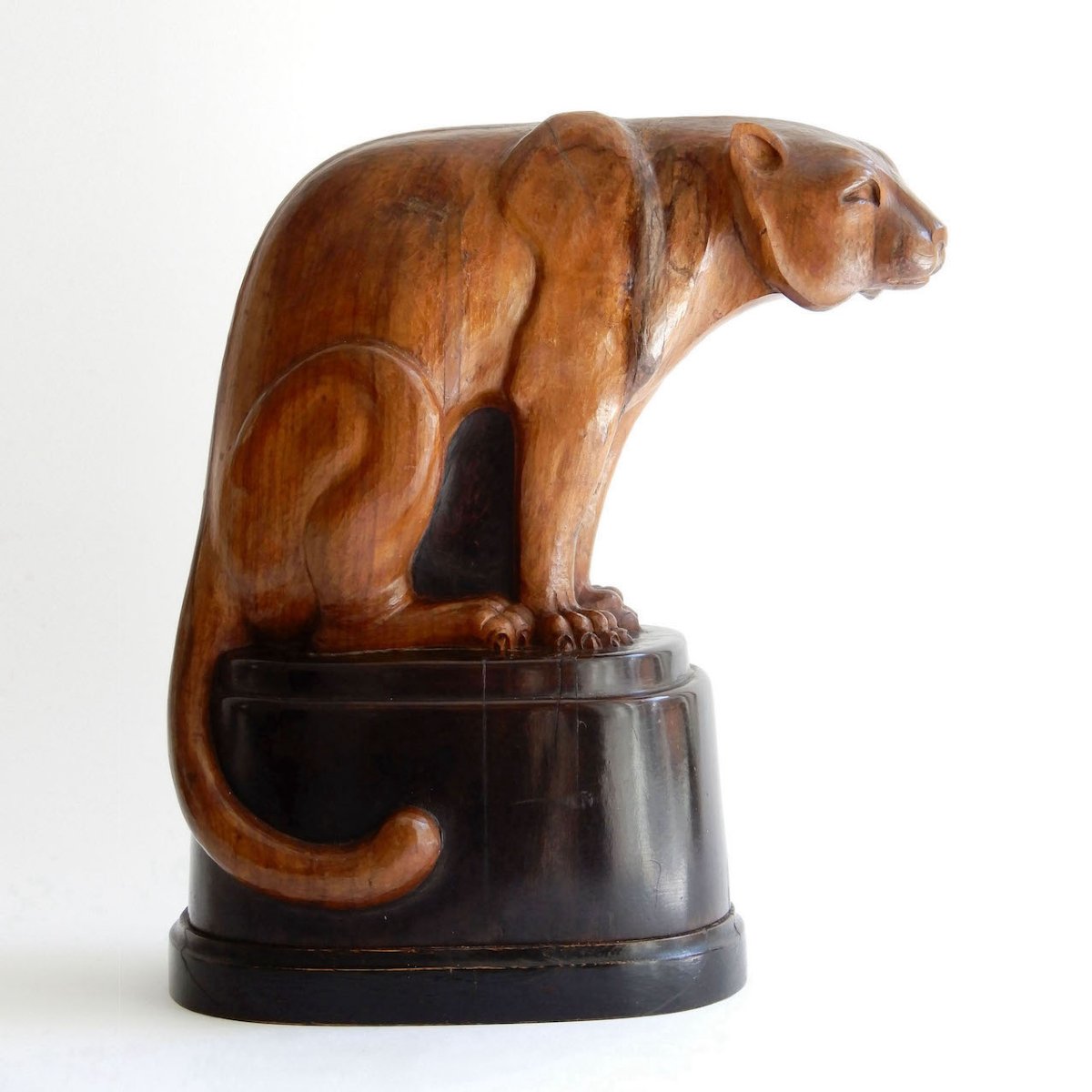Art Deco Panther—carved From A Single Piece Of Wood—attributed To Fritz Behn-photo-2