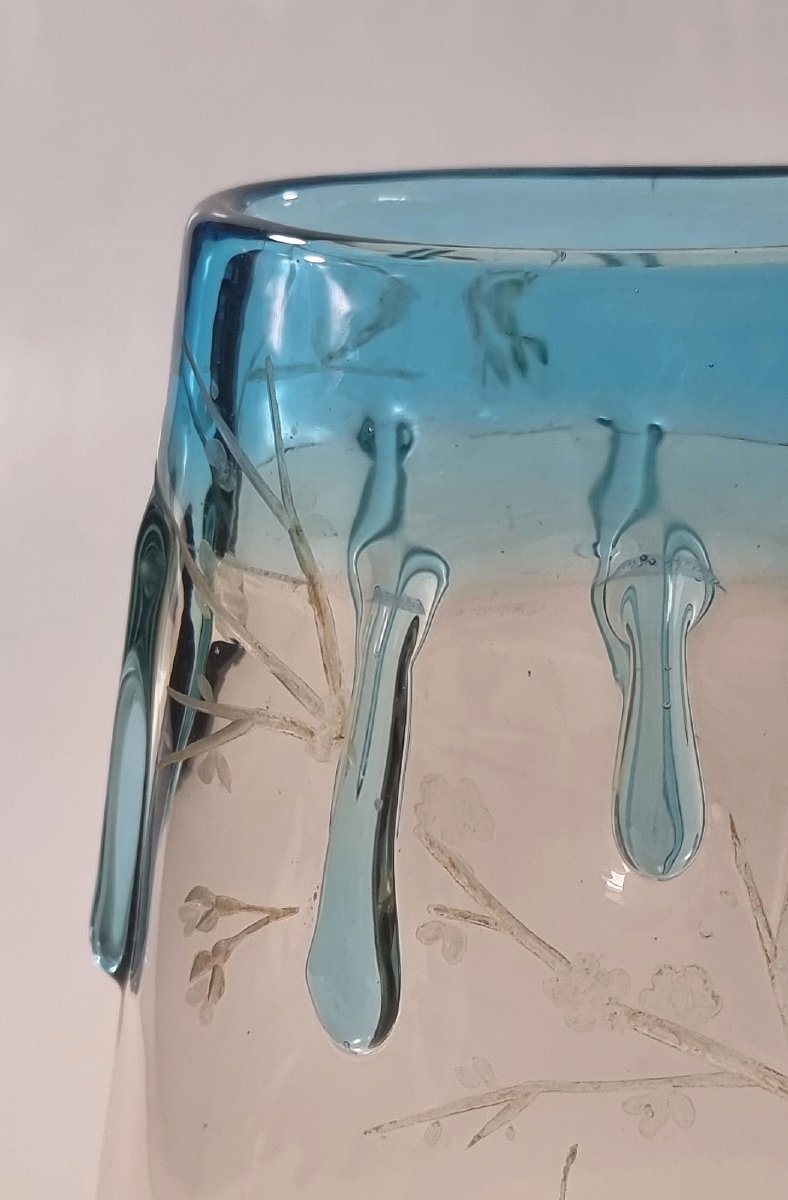 Vase signé François-Eugène Rousseau & Ernest-Baptiste Léveillé, verre japonisant, Paris-photo-4