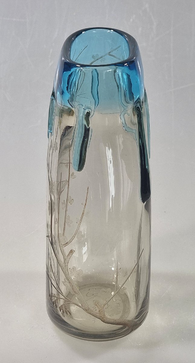 Vase signé François-Eugène Rousseau & Ernest-Baptiste Léveillé, verre japonisant, Paris-photo-1