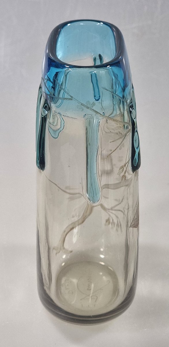 Vase signé François-Eugène Rousseau & Ernest-Baptiste Léveillé, verre japonisant, Paris-photo-2