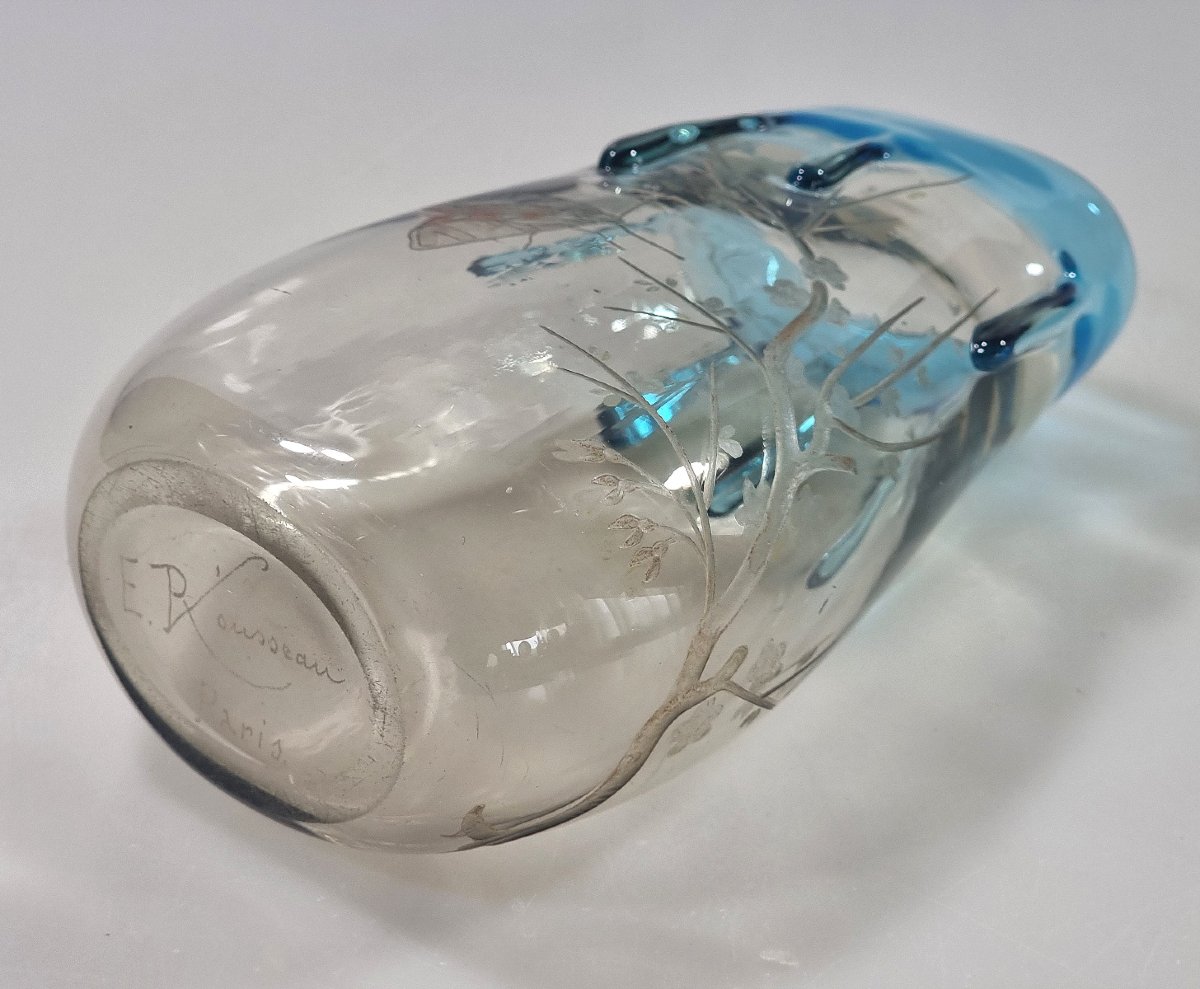 Vase signé François-Eugène Rousseau & Ernest-Baptiste Léveillé, verre japonisant, Paris-photo-4