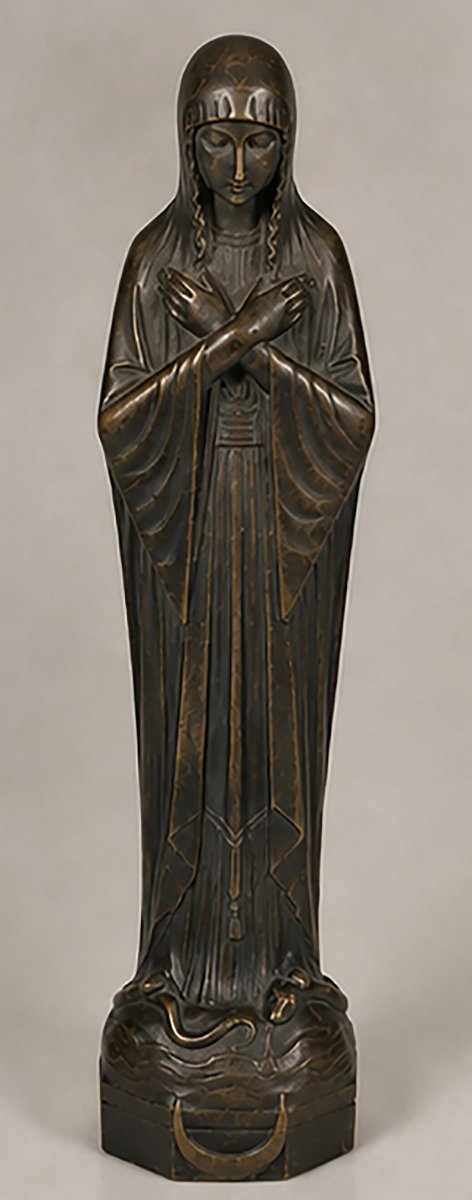 Jan Verdonk Vierge Immaculée Bronze Gebroeders Van Paridon Sculpture Art Déco-photo-2