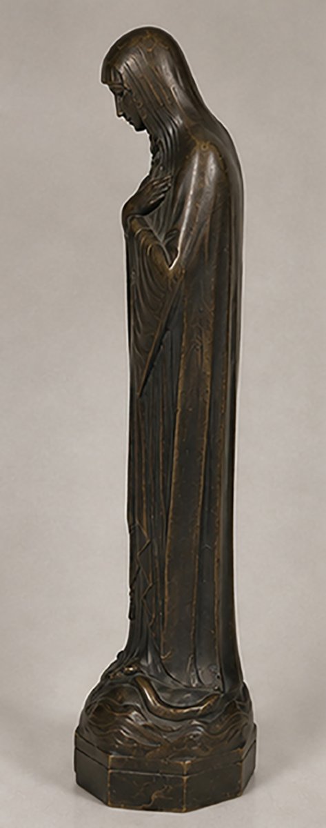 Jan Verdonk Vierge Immaculée Bronze Gebroeders Van Paridon Sculpture Art Déco-photo-3