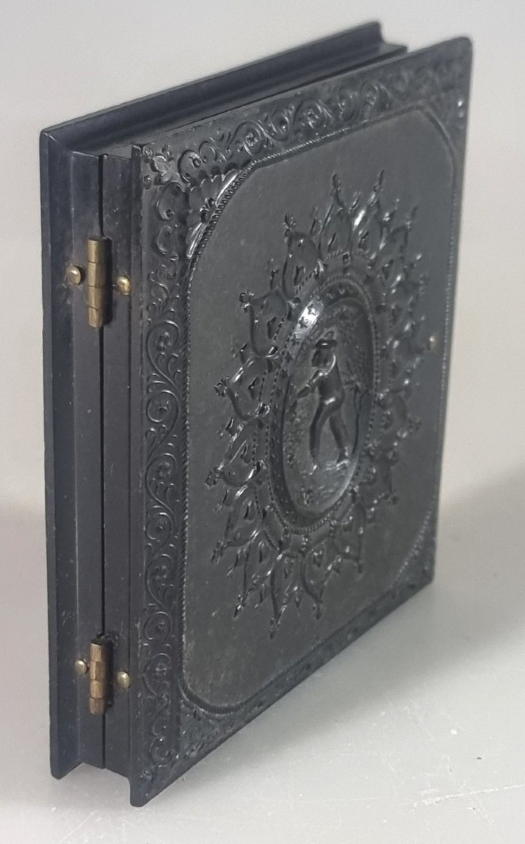 Union Case Américain Seiler Gutta-Percha Ambrotype Cadre Photo Nid d'Oiseaux Colombes 1860-photo-3