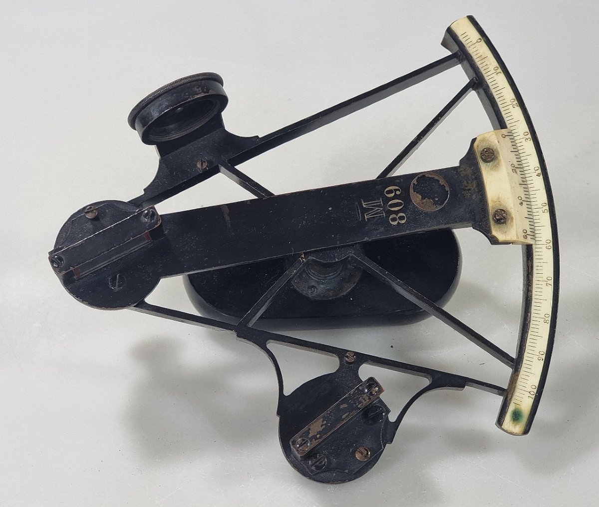 Sextant de la Marine impériale allemande par H. Haecke Berlin 900 – Coffret d’original-photo-2