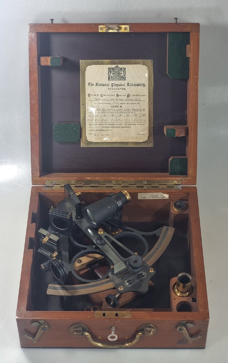 Sextant britannique Heath & Co Hezzanith de 1944, Class A, dans son coffret d’origine – N° M992