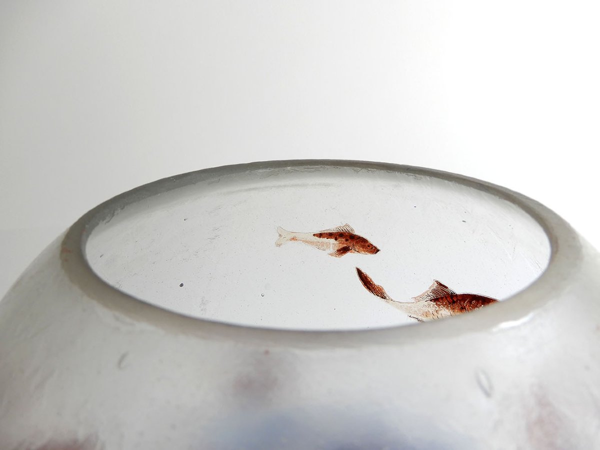 Jean-Simon Peynaud –  vase aquarium en verre opalescent à décor de poissons, vers 1920-photo-3