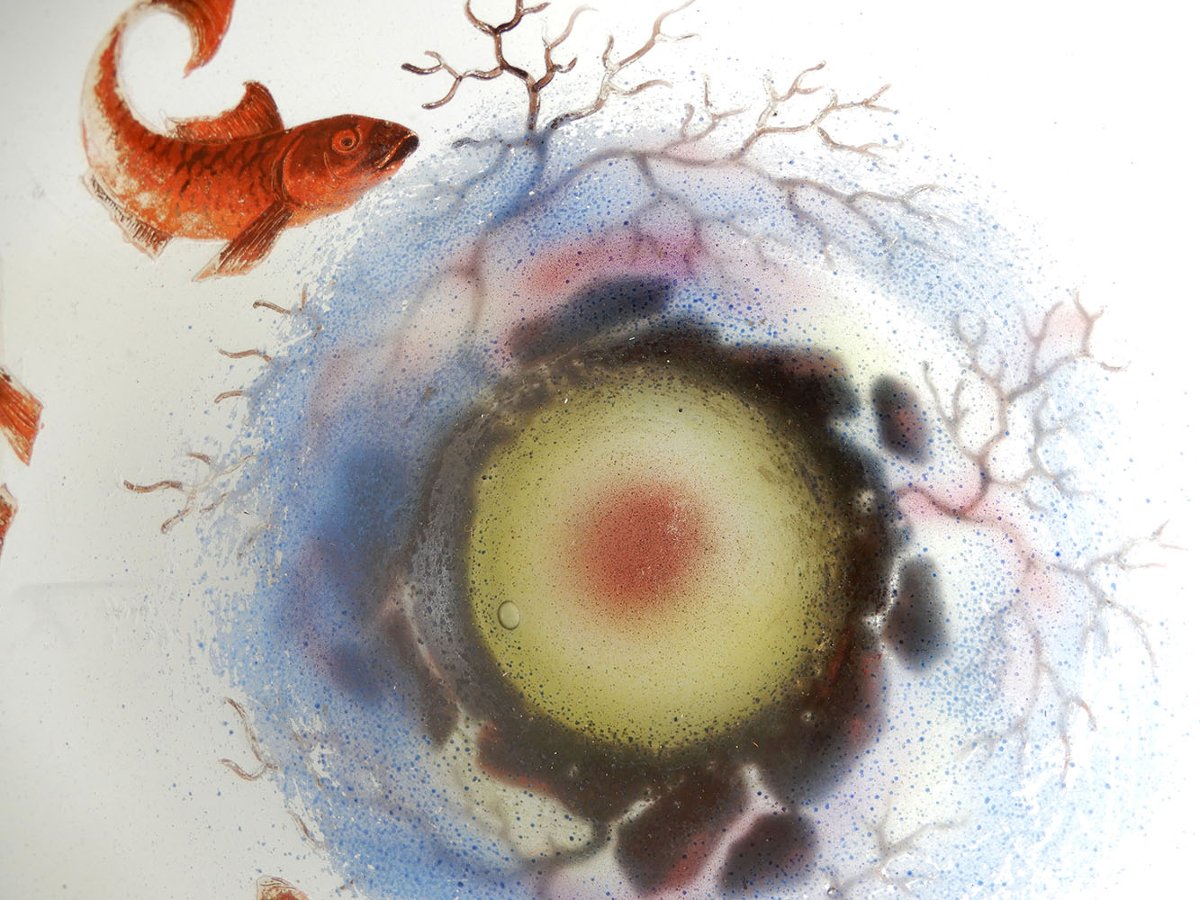 Jean-Simon Peynaud –  vase aquarium en verre opalescent à décor de poissons, vers 1920-photo-4