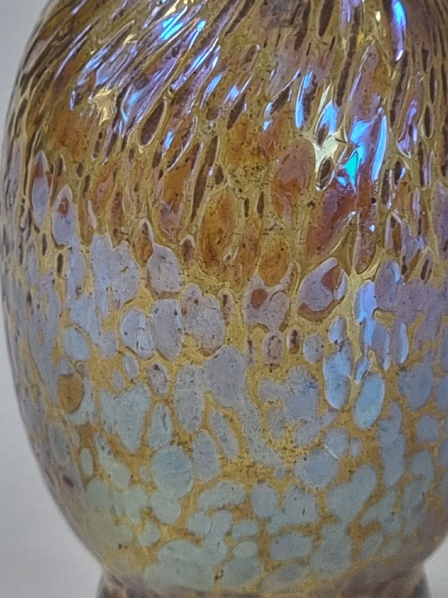 Rare vase miniature Loetz en verre irisé, décor Candia Papillon, vers 1900-photo-1