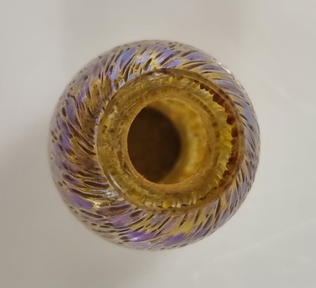 Rare vase miniature Loetz en verre irisé, décor Candia Papillon, vers 1900-photo-2