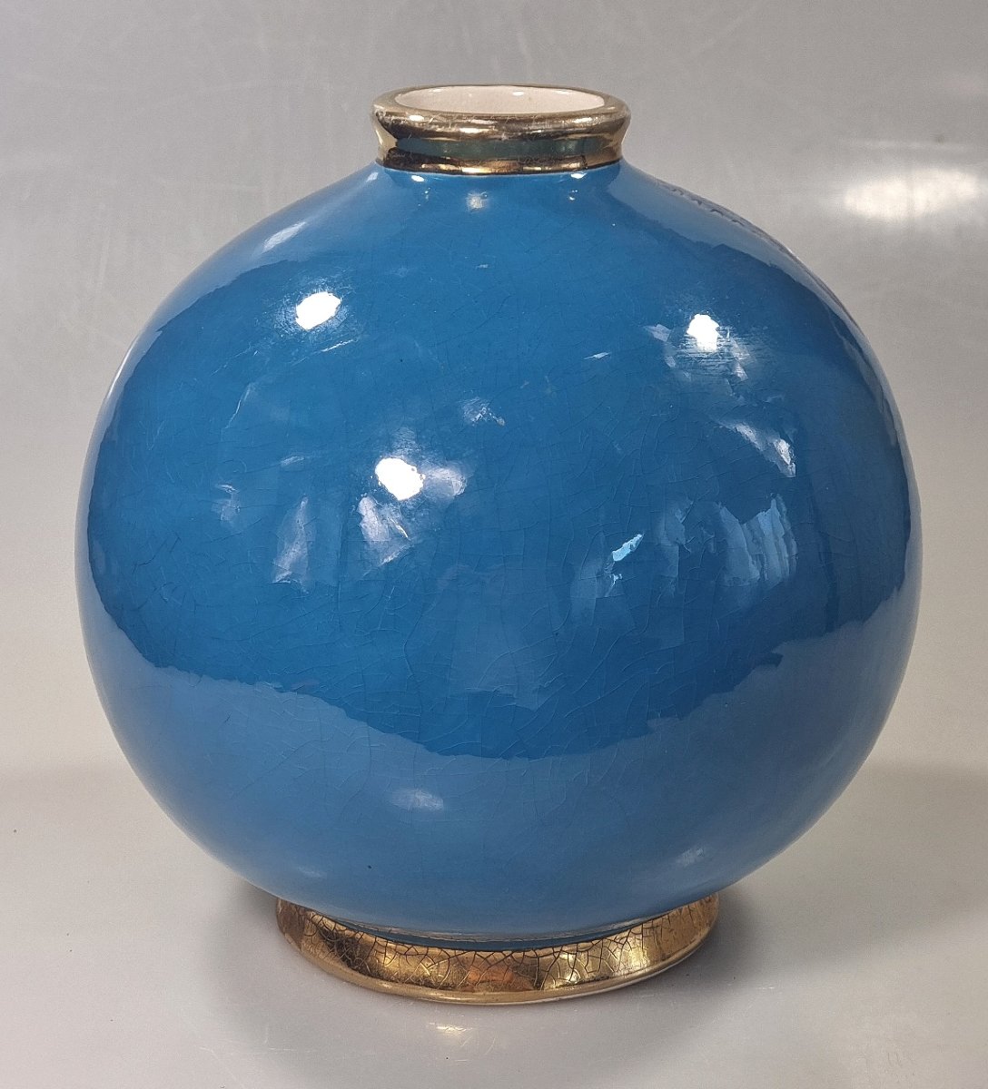 Vase boule Art déco Longwy Primavera « Les Baigneuses » – Jean Olin – 18,5 cm-photo-3