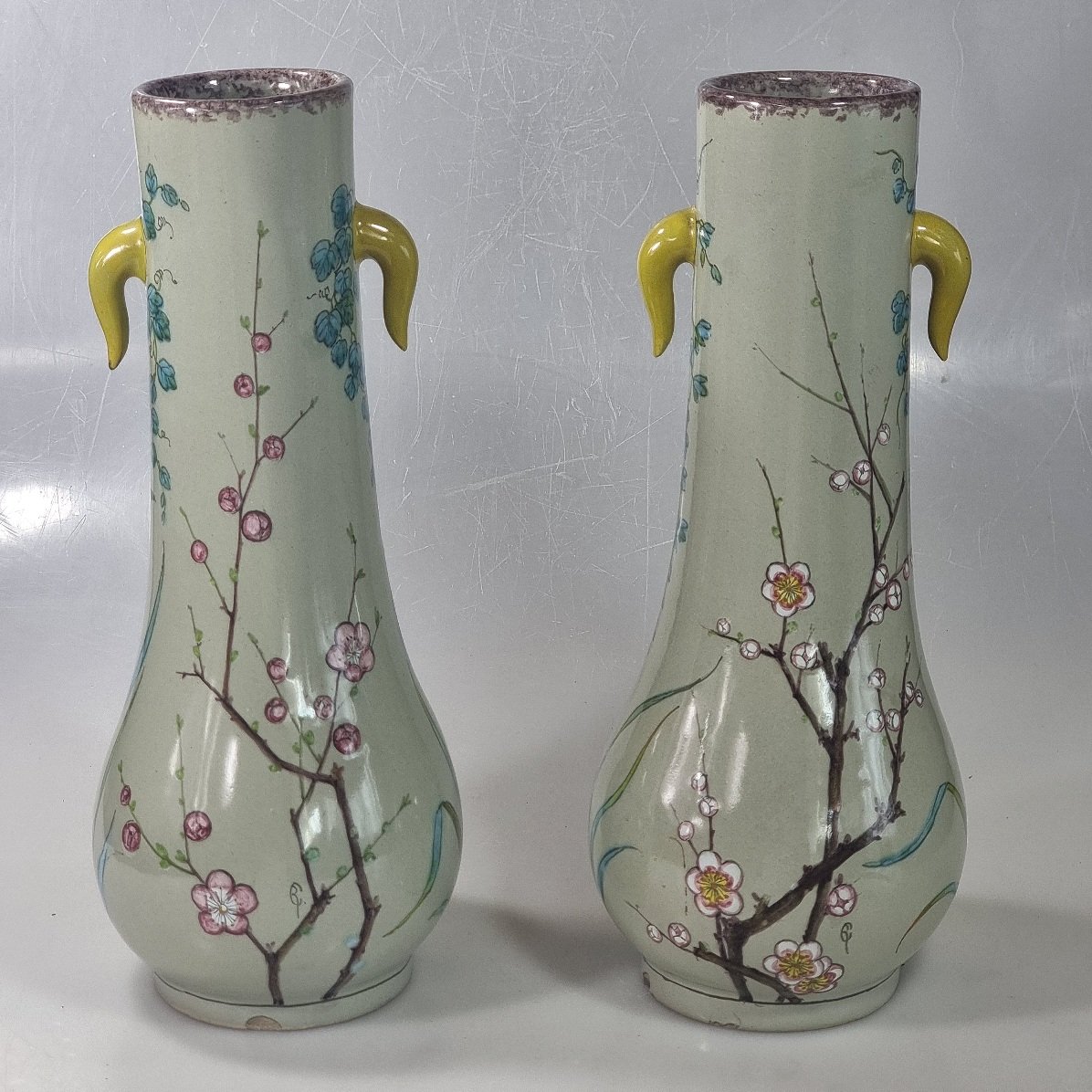Art Nouveau Pair Of Japanese-style Vases By édouard Gilles – Paris – Circa 1880-photo-3