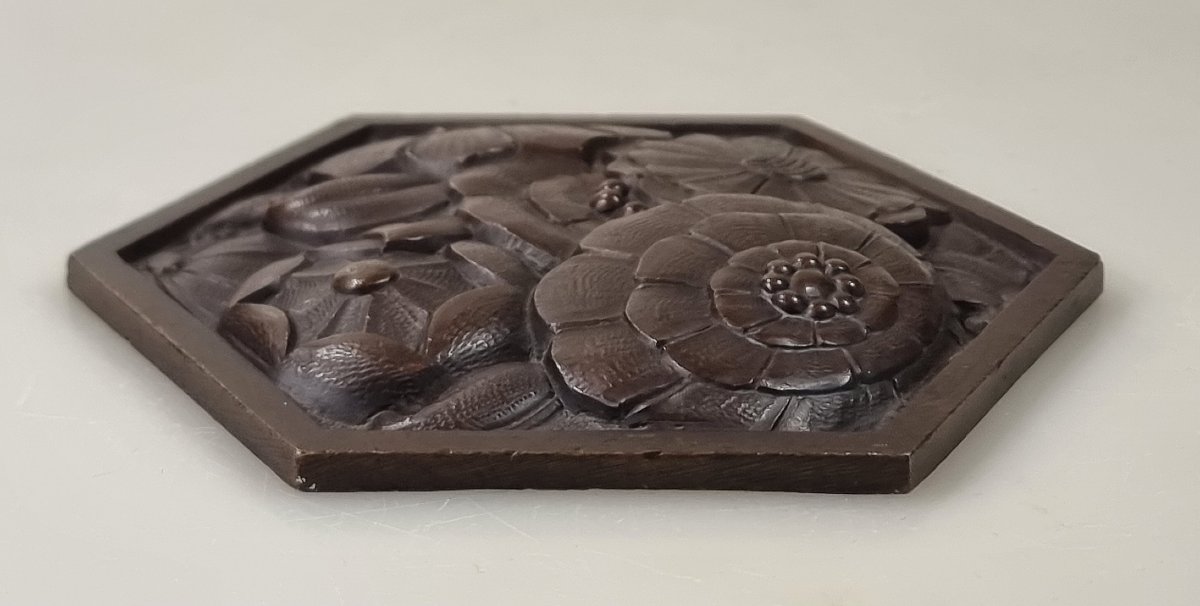 French Art Deco Bronze Floral Plaque, Süe And Mare Style – Circa 1925-photo-4