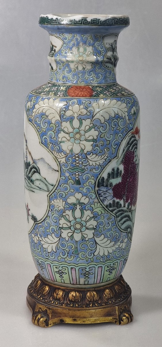 19th-century Chinese "famille Rose" Vase With A French Gilded Metal Mount-photo-4