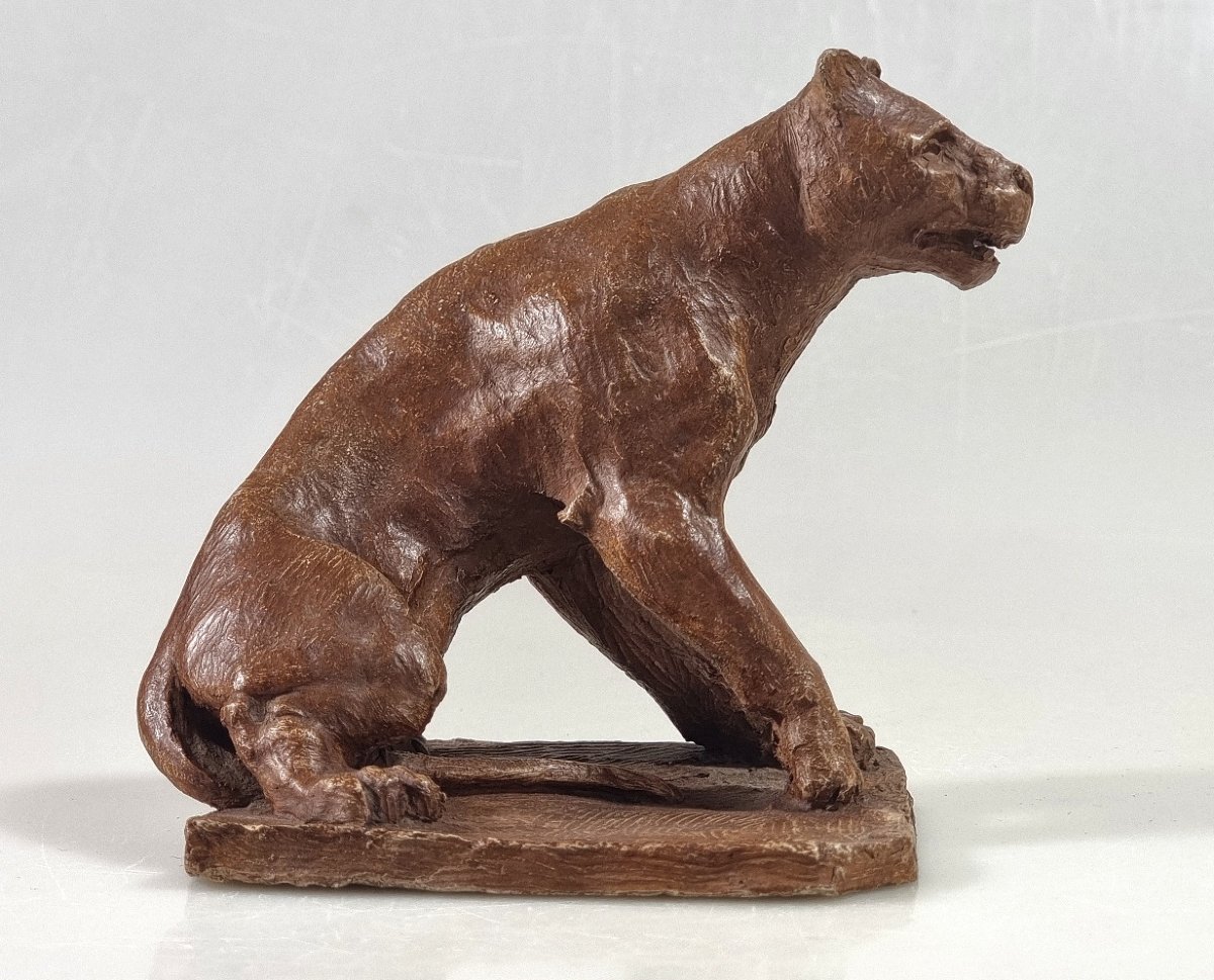 Hand-modeled Terracotta Lioness By Charles Gréber – Circa 1900