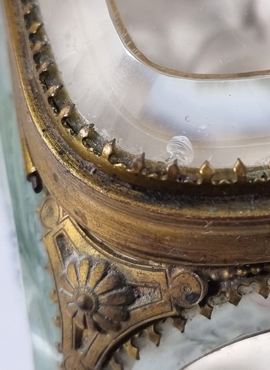 Grand coffret à bijoux français Napoléon III en verre peint et laiton doré – vers 1870-1890-photo-7