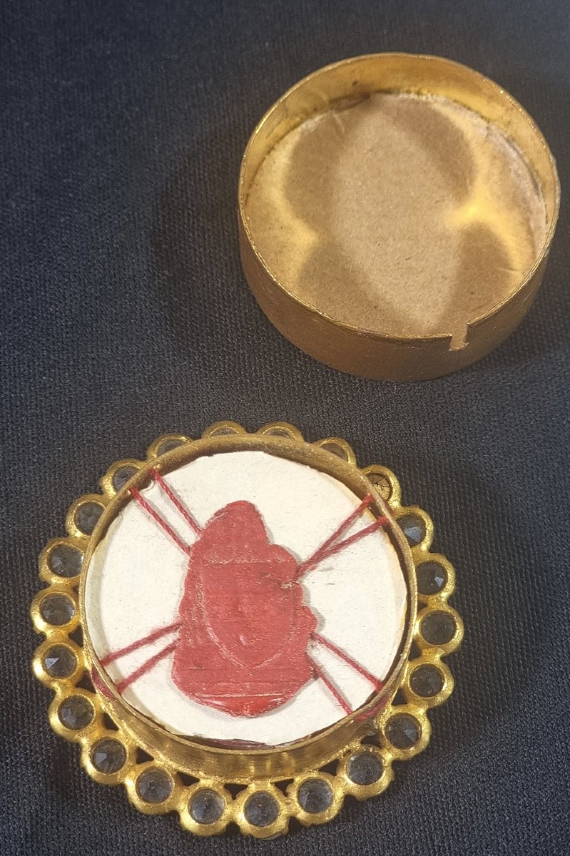Médaillon reliquaire français – Saint Ouen de Rouen et Saint Bertrand – XIXe siècle – 4,5 cm-photo-4