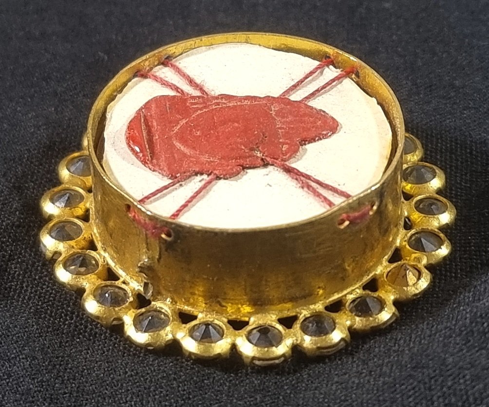 Médaillon reliquaire français – Saint Ouen de Rouen et Saint Bertrand – XIXe siècle – 4,5 cm-photo-2