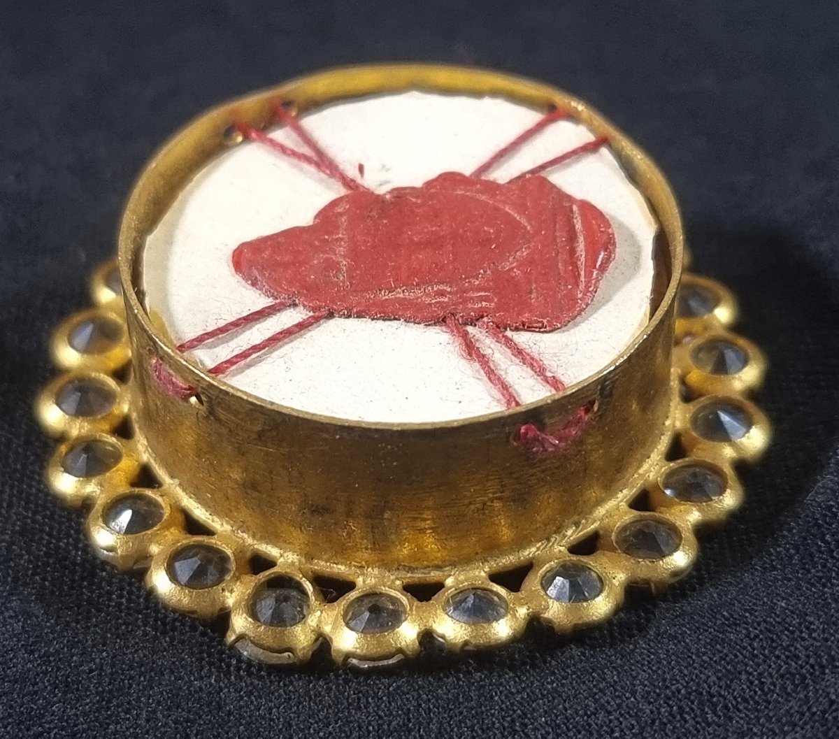 Médaillon reliquaire français – Saint Ouen de Rouen et Saint Bertrand – XIXe siècle – 4,5 cm-photo-3