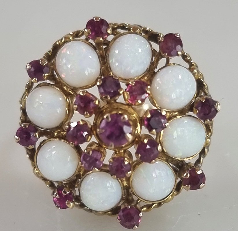 14-karat Gold Ring Set With Opals And Rubies – Size 58-photo-3