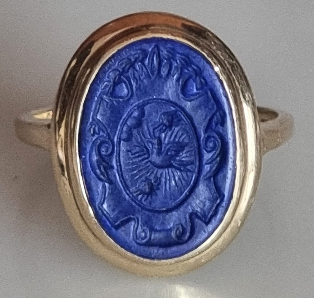 Bague-sceau Hammerman Brothers en or 14 carats avec intaille au phénix-photo-3