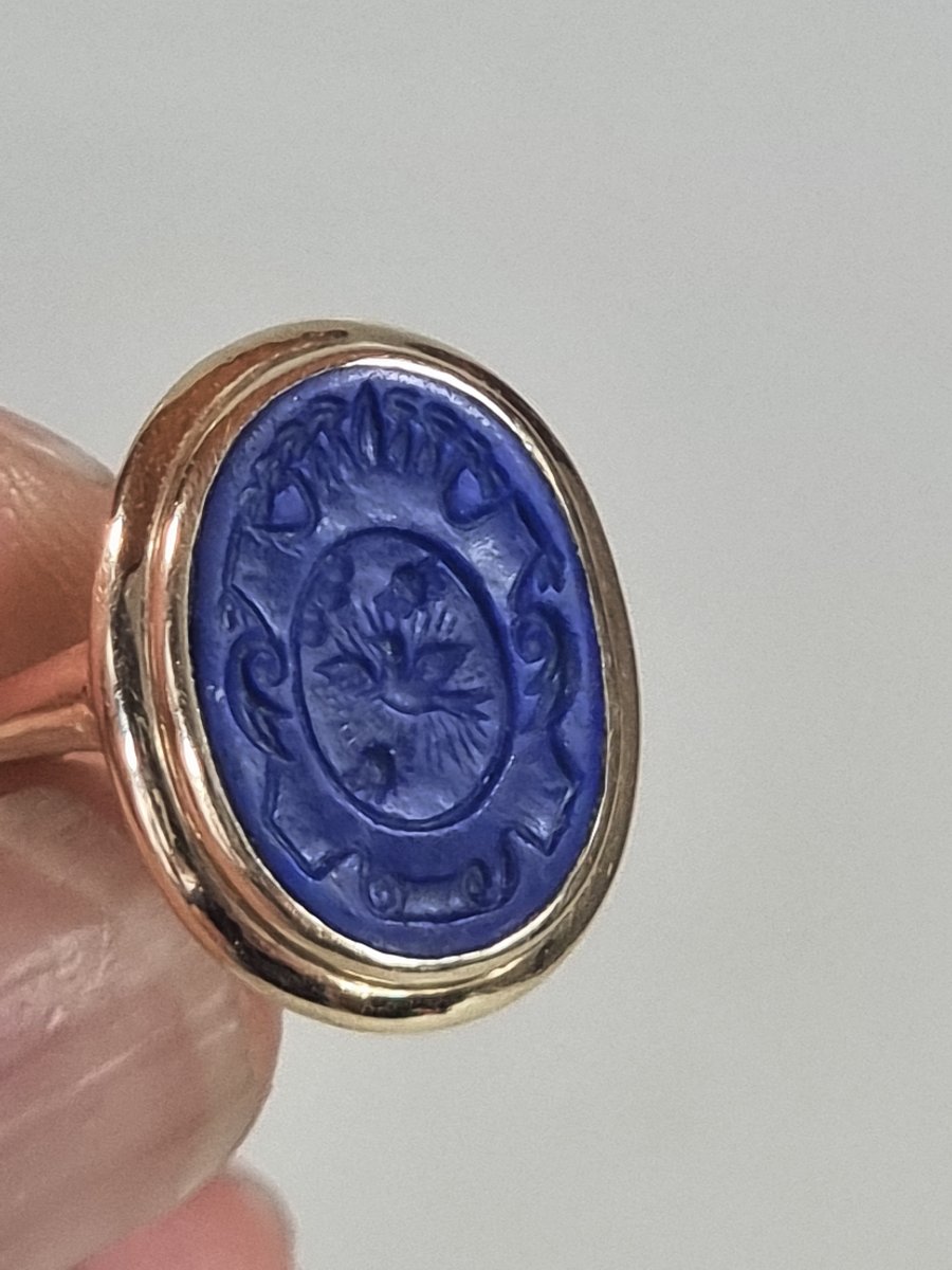 Bague-sceau Hammerman Brothers en or 14 carats avec intaille au phénix-photo-4