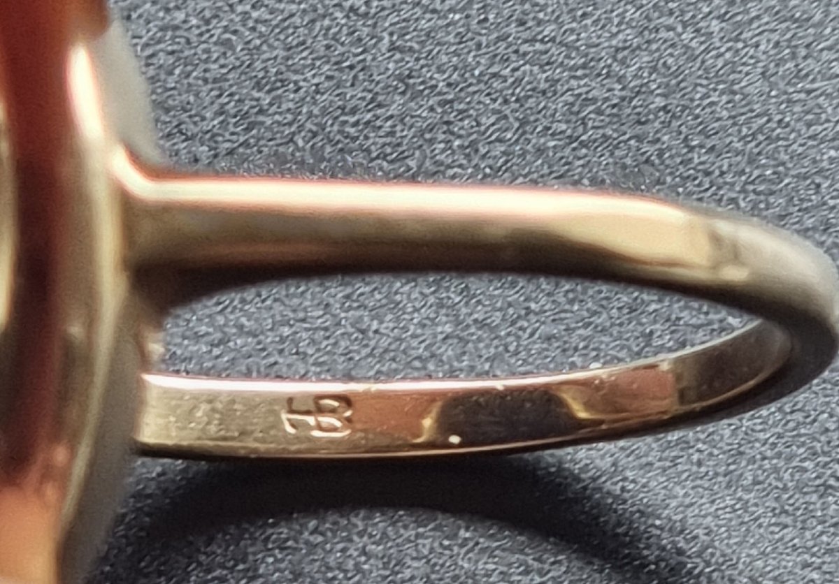 Bague-sceau Hammerman Brothers en or 14 carats avec intaille au phénix-photo-1