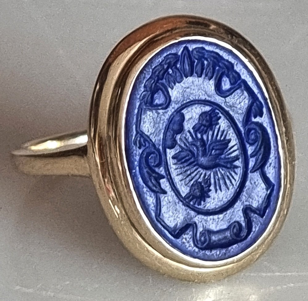 Bague-sceau Hammerman Brothers en or 14 carats avec intaille au phénix