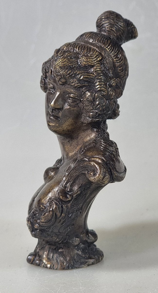 Ancien cachet français en bronze avec buste féminin – XIXe siècle-photo-2