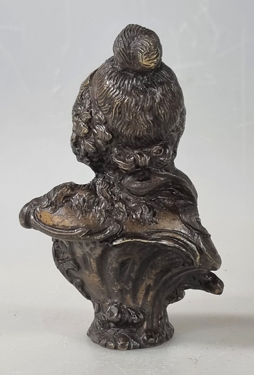 Ancien cachet français en bronze avec buste féminin – XIXe siècle-photo-1