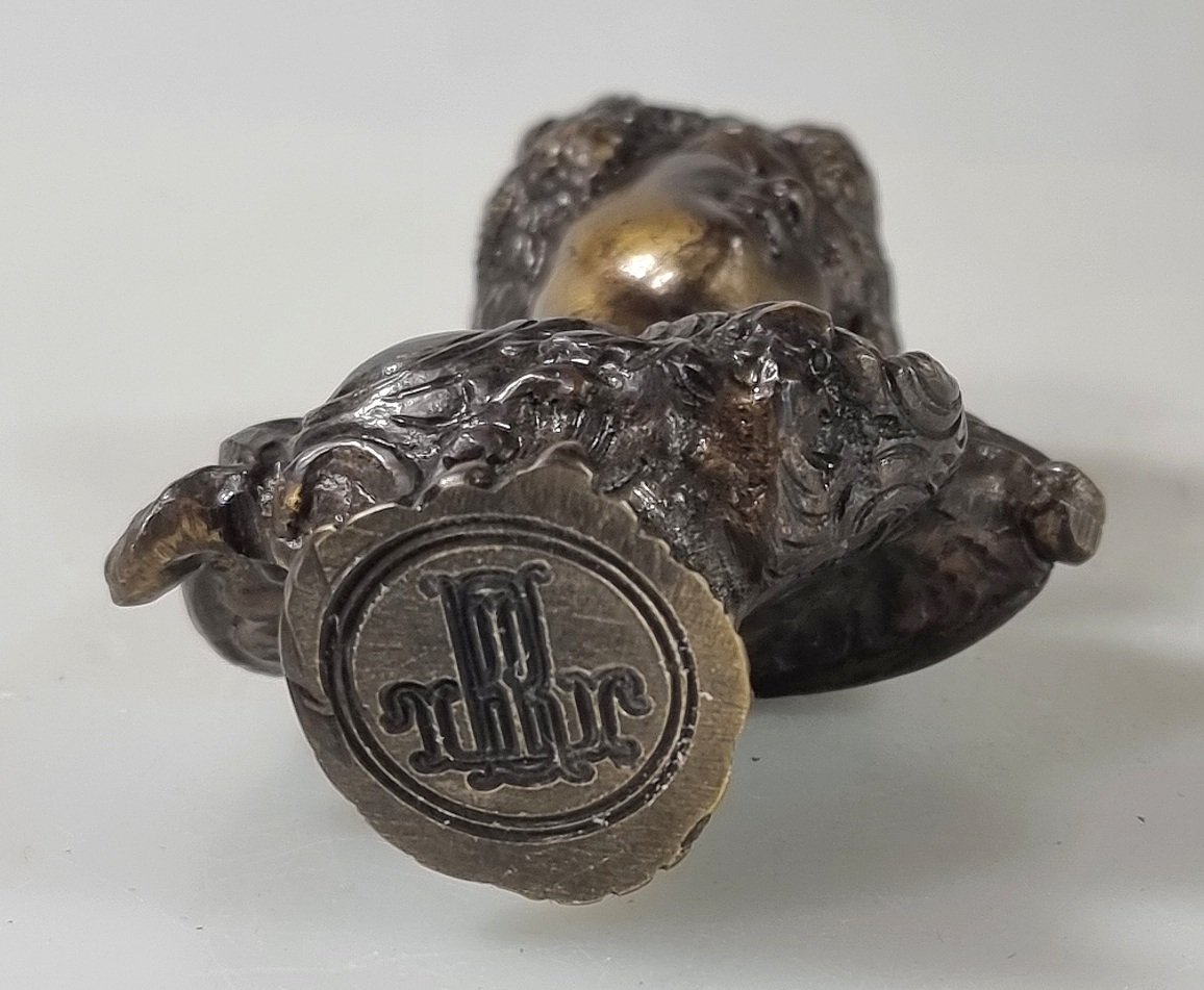 Ancien cachet français en bronze avec buste féminin – XIXe siècle-photo-2