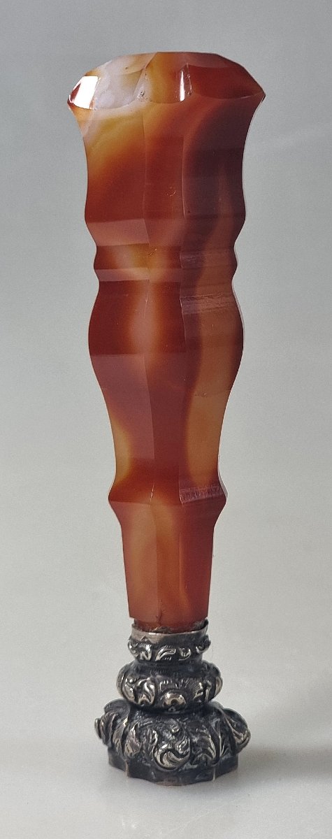 Cachet ancien français en agate et argent – Monogramme C.R.-photo-2