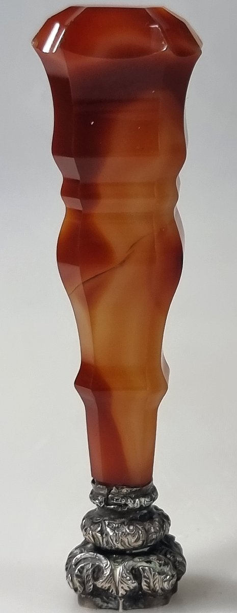 Cachet ancien français en agate et argent – Monogramme C.R.-photo-1