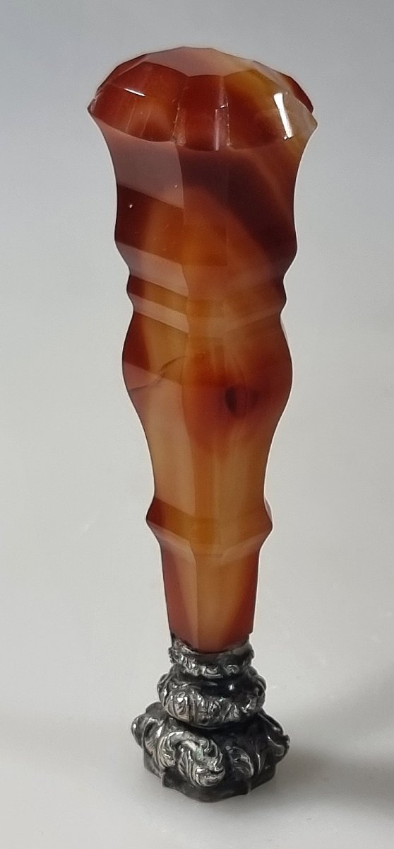 Cachet ancien français en agate et argent – Monogramme C.R.-photo-3