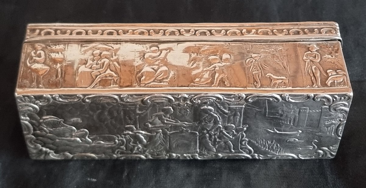 Antique Dutch Silver Tobacco Box Depicting Venus And Adonis – 139 Grams-photo-2