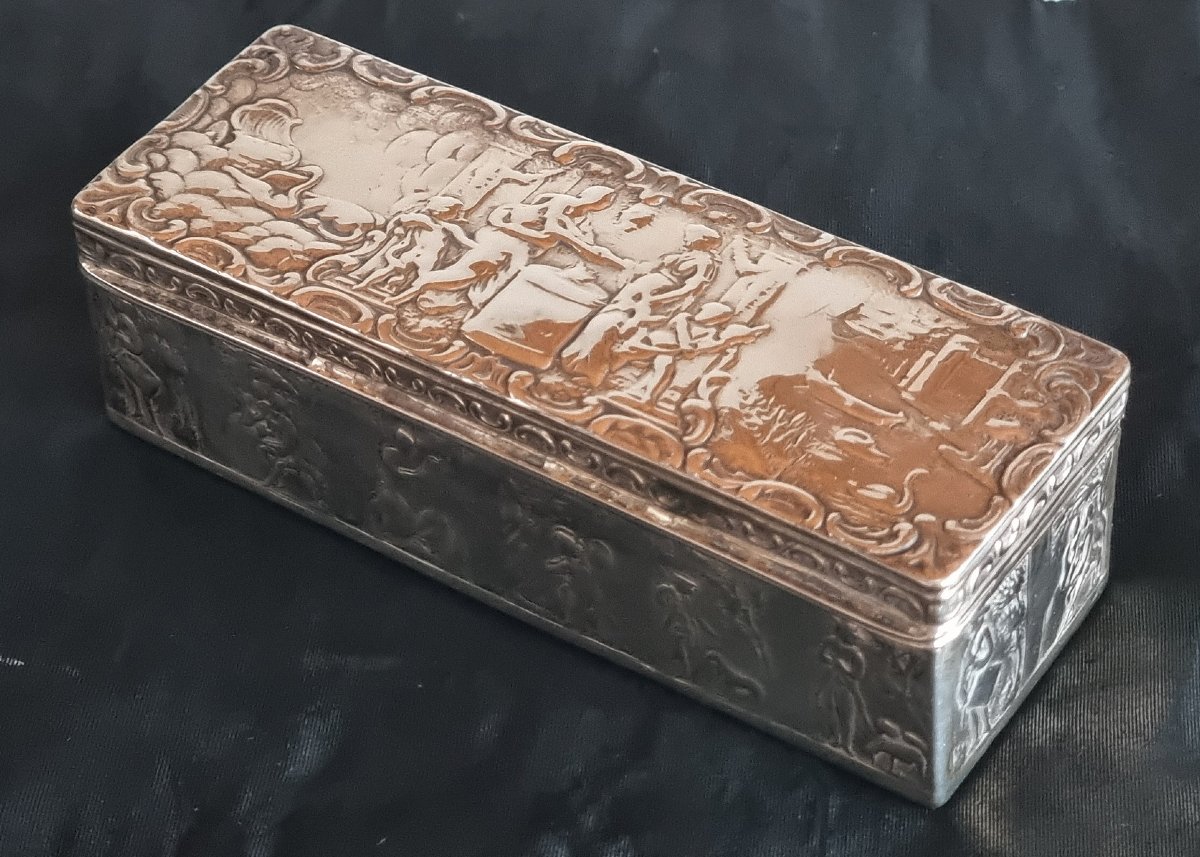 Antique Dutch Silver Tobacco Box Depicting Venus And Adonis – 139 Grams-photo-4
