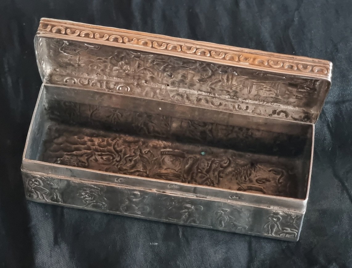 Antique Dutch Silver Tobacco Box Depicting Venus And Adonis – 139 Grams-photo-2